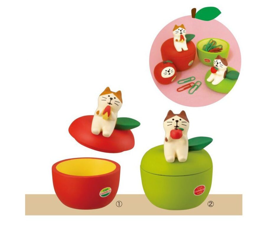 Kawaii Cat Accessory keeper: Red or Green Apple (KG-006)