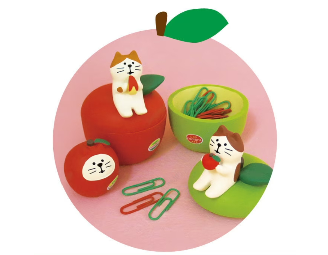 Kawaii Cat Accessory keeper: Red or Green Apple (KG-006)