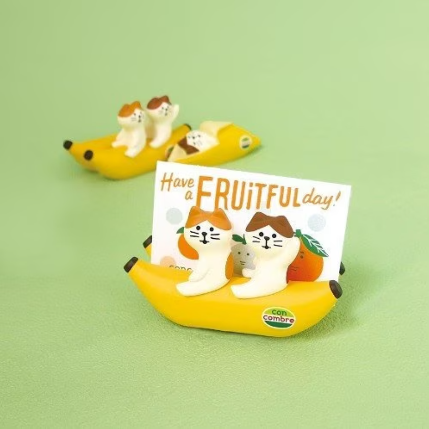 Kawaii Cats Memo/Picture/Business Card Holder: Banana Boat