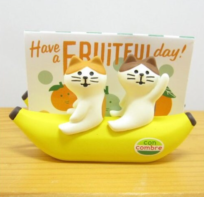 Kawaii Cats Memo/Picture/Business Card Holder: Banana Boat