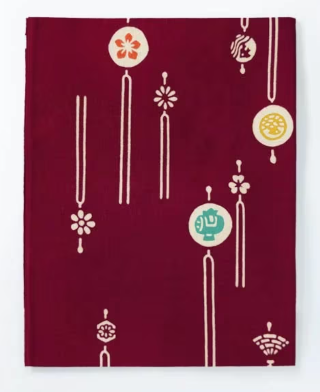 Tenugui, hand-dyed Japanese cotton fabric "Kanzashi , Hair Stick) Blue/Dark Red " For tapestry, door curtains and cover