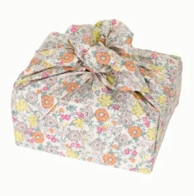 27.5" Furoshiki "Flower Mini Bouquet" Gray,- Japanese cotton fabric, square cloth for table cloth and wrapping