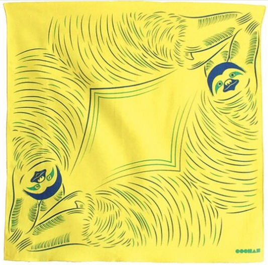 27" Cochae Furoshiki: Sloth Yellow (LF-008), Japanese durable square cloth/cotton fabric, perfect for interior and gift wrapping