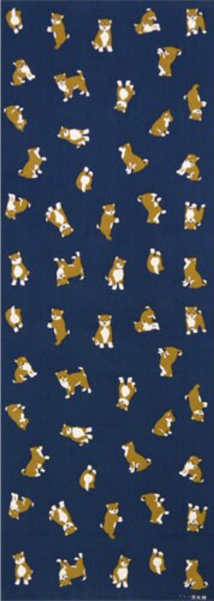 13.5”x35.5” Traditional hand-dyed Japanese cotton fabric: Shibainu Navy