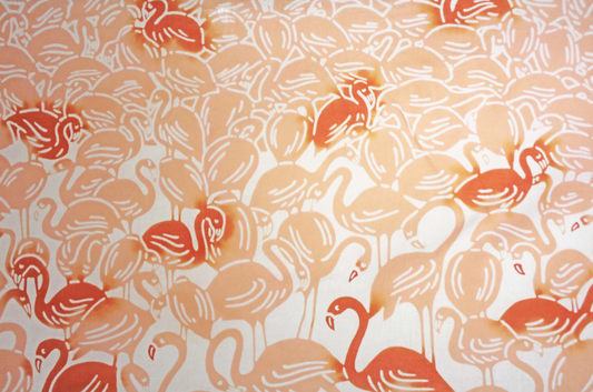 Animal pattern Tenugui (AT-001), traditional Japanese hand-dyed cotton fabric [Flamingo] for gift, interior, tapestry, banner and gift