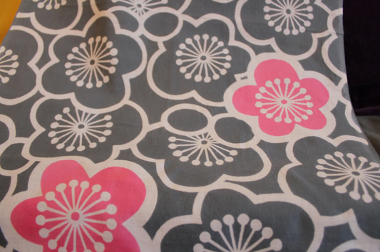 Japanese traditional hand-dyed cotton fabric "Plum Flower"(BT-002) For interior, tapestry, banner, door curtain and cover