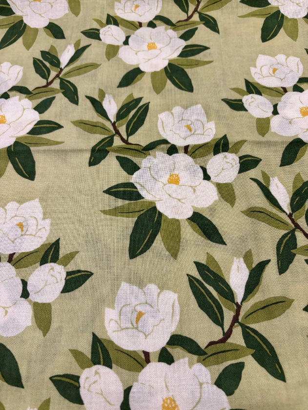 Traditional hand-dyed Japanese cotton fabric Tenugui [White Camelia] For interior, tapestry/banner, wall hanging and cover