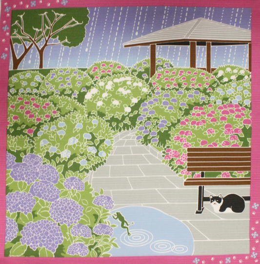 20" Small Size Cat Furoshiki: "Hydrangea", Japanese durable cotton fabric/cloth for tapestry, cover and wrapping