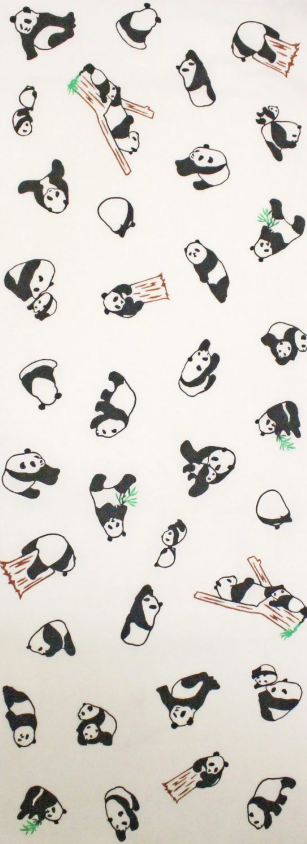 Traditional hand-dyed cotton fabric "Kawaii Panda" for interior, door curtains, wrapping, tapestry, banner, tapestry and gift