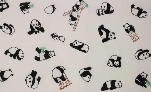 Traditional hand-dyed cotton fabric "Kawaii Panda" for interior, door curtains, wrapping, tapestry, banner, tapestry and gift