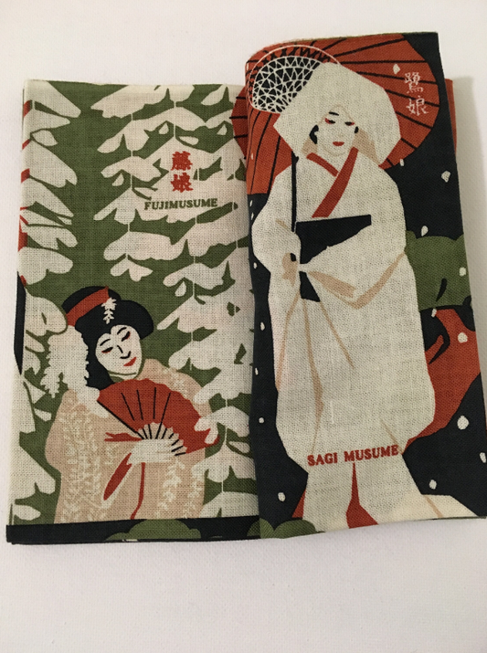 Tenugui Book "Japan and Kabuki theme" Japanese Hand-dyed cotton fabric