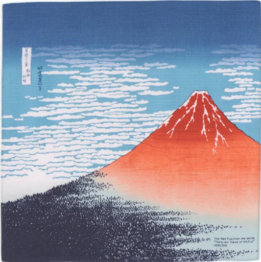 19" Small size Furoshiki: "Ukiyoe Mt. Fuji", Japanese durable cotton fabric/cloth for tapestry, cover and wrapping