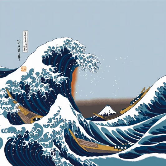 46.5" Large Size Hokusai Ukiyoe Furoshiki: "The Great Wave" (WF-003）durable square cloth/cotton fabric